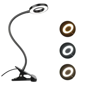 Versatile Clip-On LED Lamp for Reading, Studying, and Gaming - 3 Color Modes, Eye-Care Desk Light for Bed - Black|Pack Of 2|